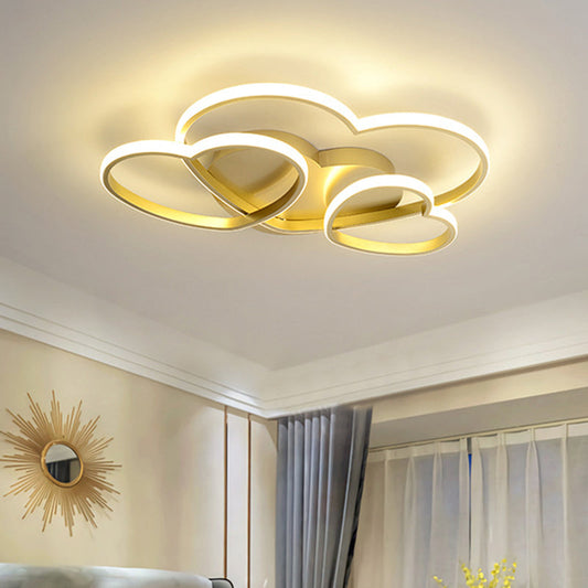 Minimalist Heart Design LED Flush Mount Ceiling Light Fixture - Acrylic, White/Pink/Gold Finish