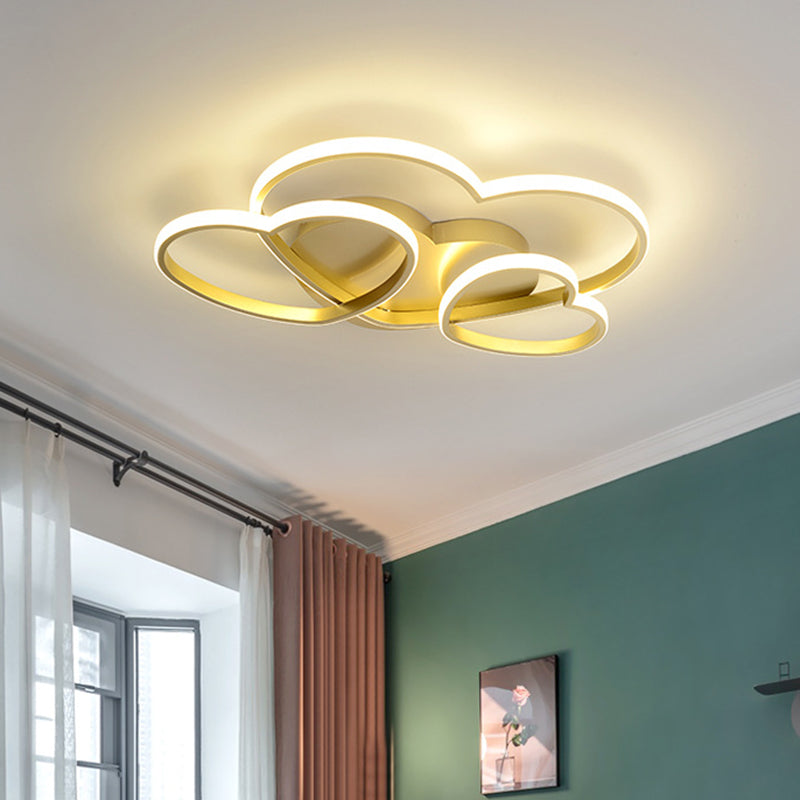 Minimalist Heart Design LED Flush Mount Ceiling Light Fixture - Acrylic, White/Pink/Gold Finish