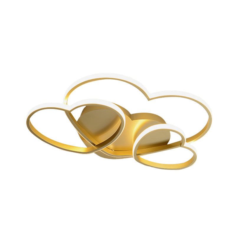 Minimalist Heart Design LED Flush Mount Ceiling Light Fixture - Acrylic, White/Pink/Gold Finish