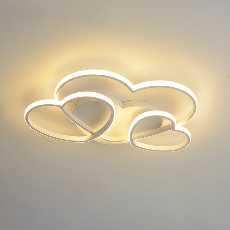 Minimalist Heart Design LED Flush Mount Ceiling Light Fixture - Acrylic, White/Pink/Gold Finish