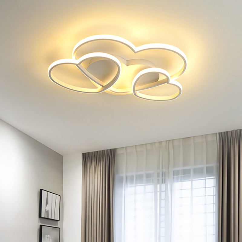 Minimalist Heart Design LED Flush Mount Ceiling Light Fixture - Acrylic, White/Pink/Gold Finish
