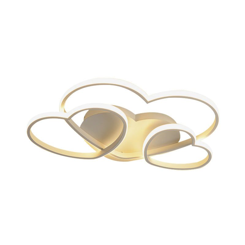 Minimalist Heart Design LED Flush Mount Ceiling Light Fixture - Acrylic, White/Pink/Gold Finish