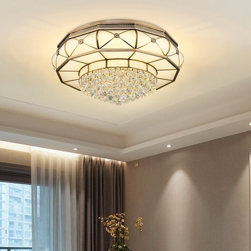 Frosted Glass LED Ceiling Light with Crystal Ball for Modern Bedrooms