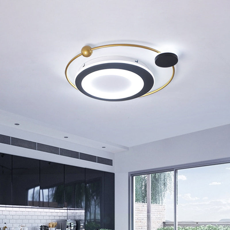 Modern LED Gold Finish Acrylic Orbit Flush Mount Spotlight - Warm/White Lighting