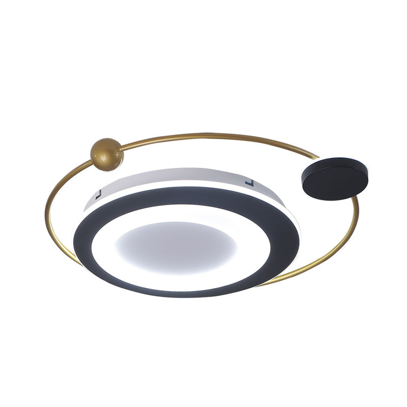 Modern LED Gold Finish Acrylic Orbit Flush Mount Spotlight - Warm/White Lighting