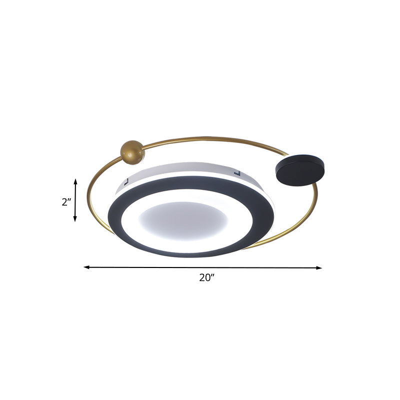 Modern LED Gold Finish Acrylic Orbit Flush Mount Spotlight - Warm/White Lighting