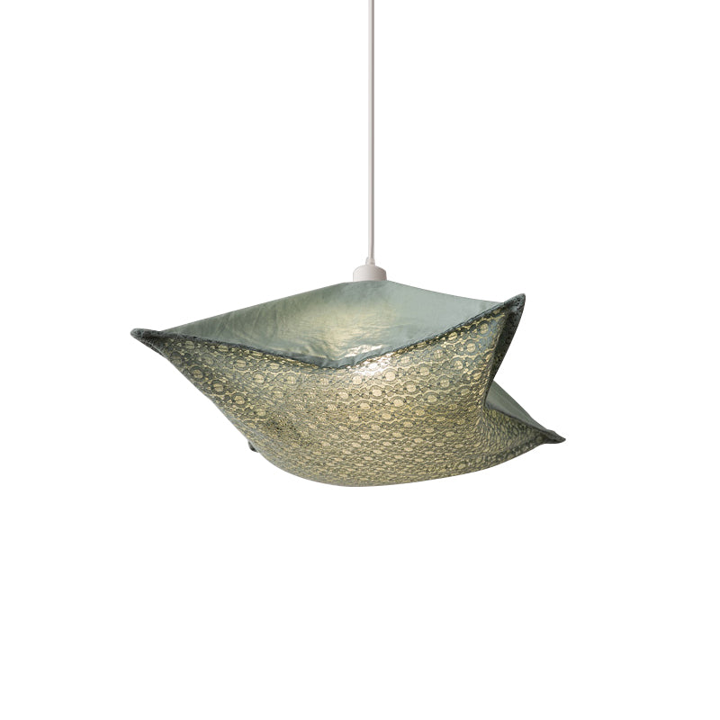 Modern Style Cushion Hanging Lamp with Patterned Fabric - 1 Bulb Pendant Ceiling Light for Living Room in Light-Purple/White/Green