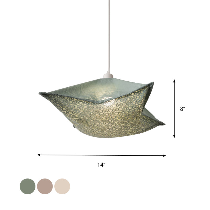 Patterned Fabric Hanging Lamp With Modern Style And 1 Bulb In Light-Purple/White/Green For Living
