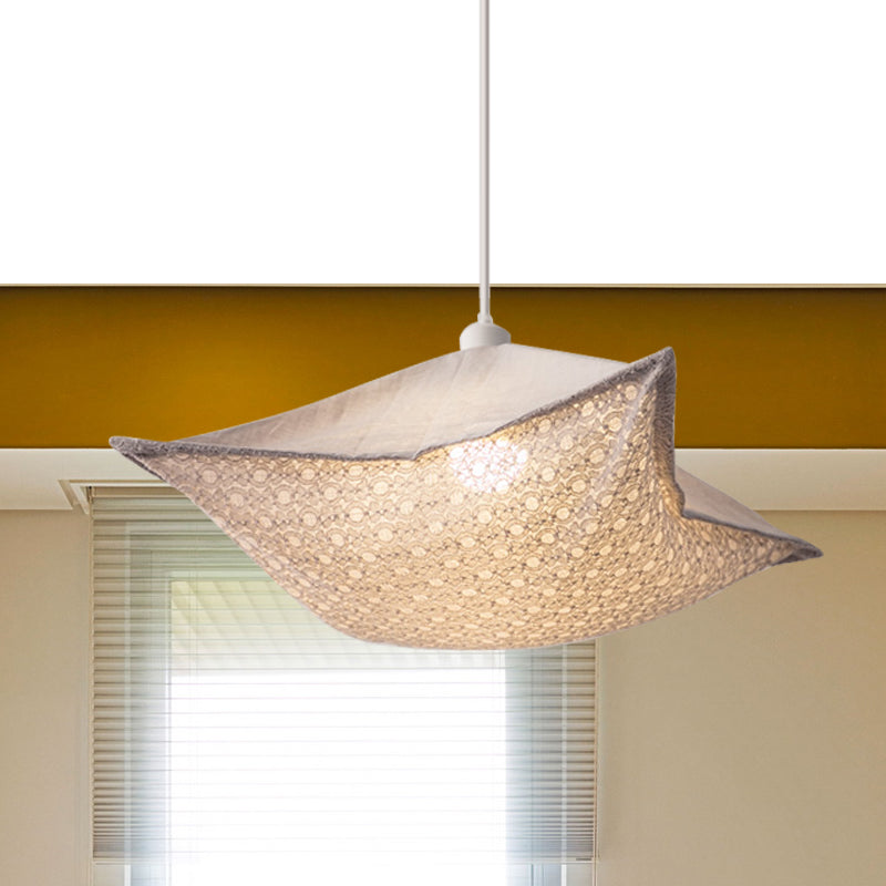 Modern Style Cushion Hanging Lamp with Patterned Fabric - 1 Bulb Pendant Ceiling Light for Living Room in Light-Purple/White/Green