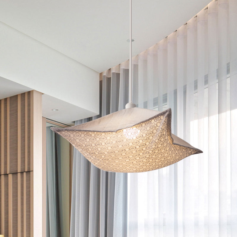 Modern Style Cushion Hanging Lamp with Patterned Fabric - 1 Bulb Pendant Ceiling Light for Living Room in Light-Purple/White/Green