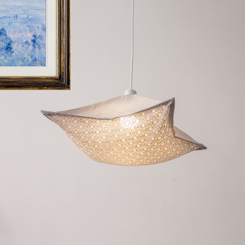 Patterned Fabric Hanging Lamp With Modern Style And 1 Bulb In Light-Purple/White/Green For Living