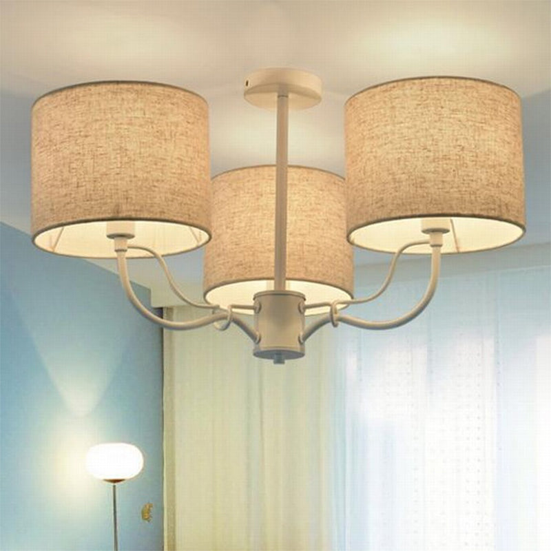 Modern Black/White Barrel Ceiling Lamp: 3/6 Bulbs Fabric Semi Flush Mount Chandelier for Lounge