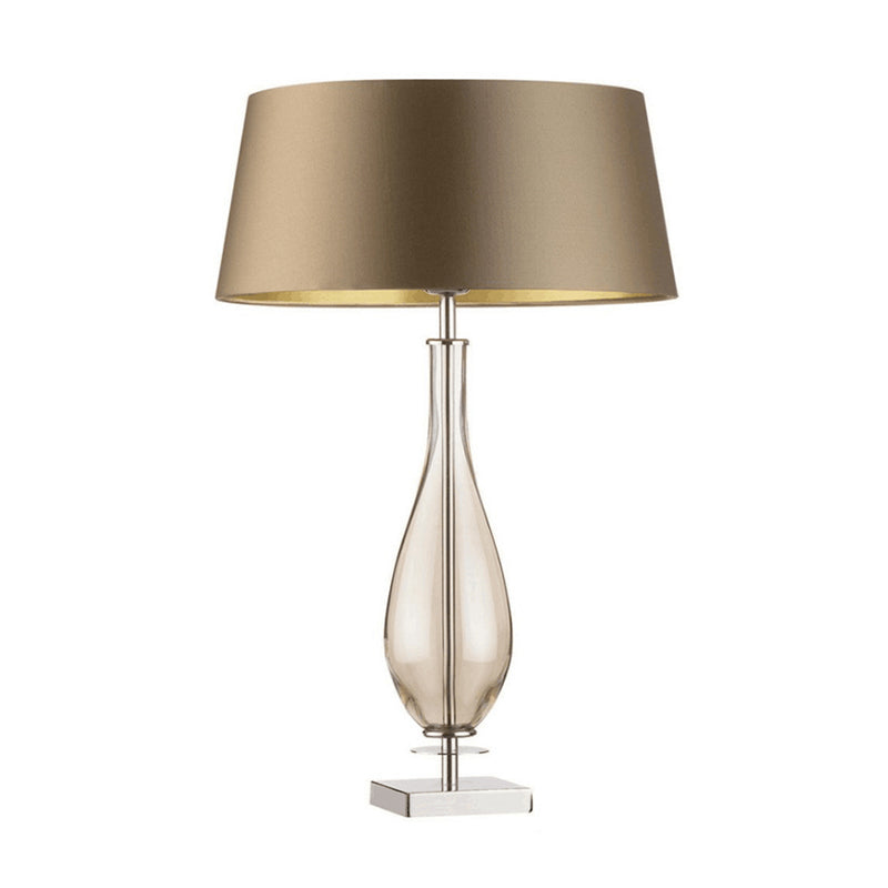 Modern Clear Glass Bedroom Table Light With Long Neck Vase Design Single Night Lamp Featuring Brown
