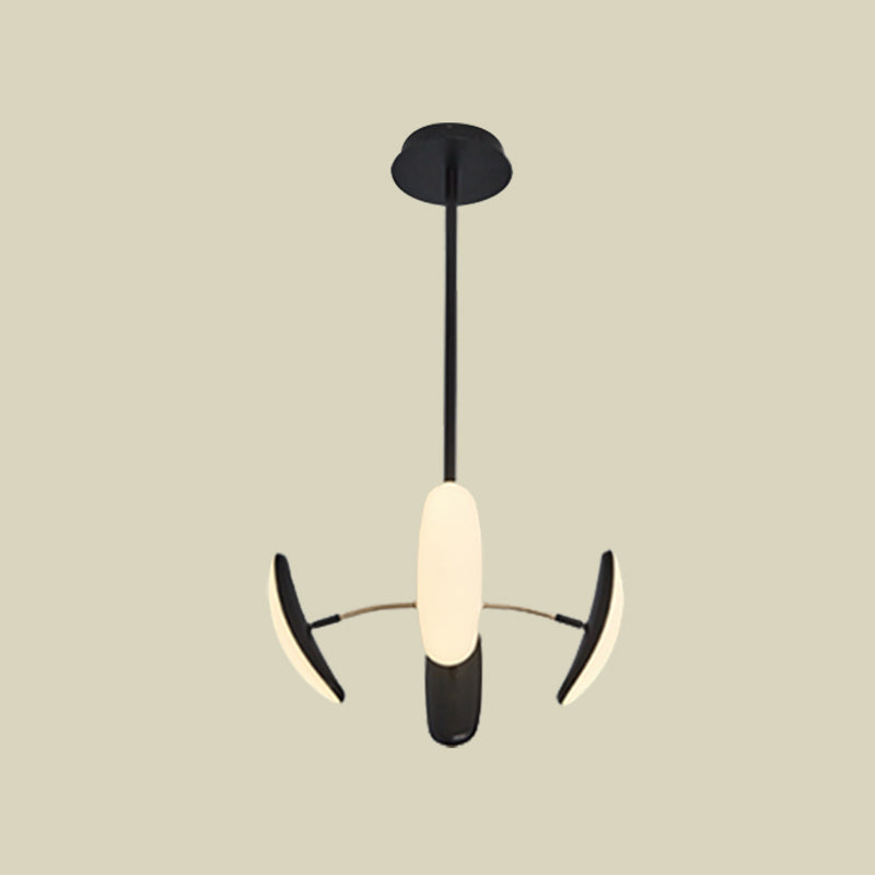 Lustre ovale rotatif contemporain - Acrylique, 4/6 têtes, suspension de plafond noire pour salle à manger - 18"/21,5" de large
