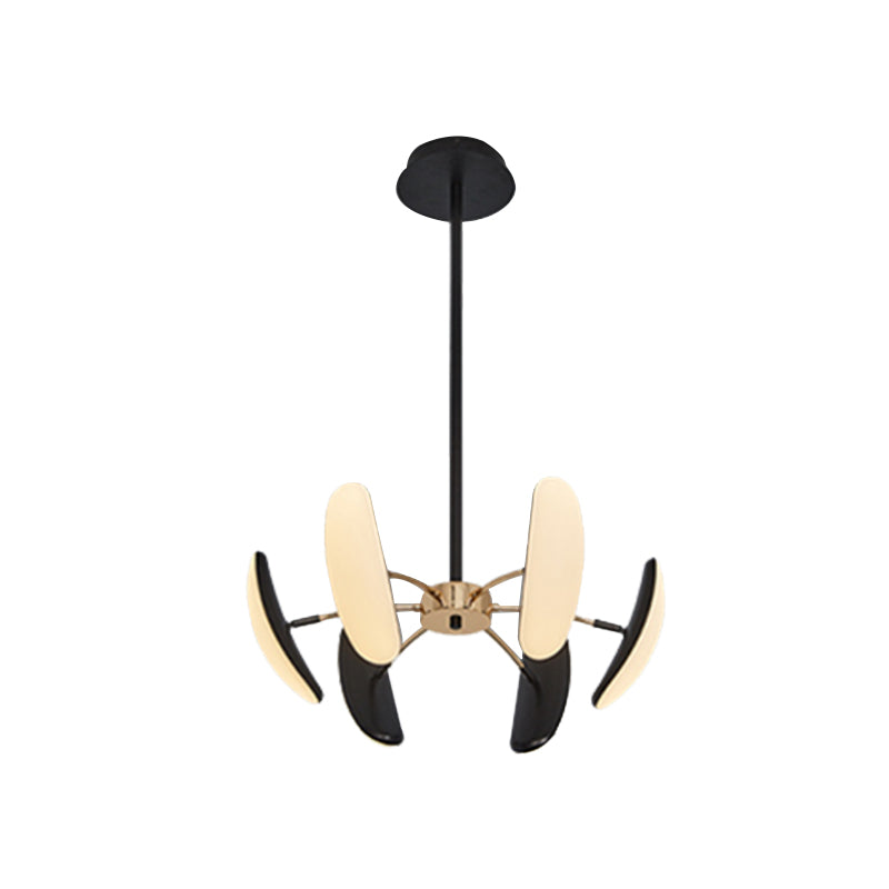 Lustre ovale rotatif contemporain - Acrylique, 4/6 têtes, suspension de plafond noire pour salle à manger - 18"/21,5" de large