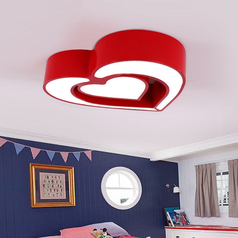Plafonnier LED contemporain en acrylique pour chambre à coucher – Motif cœur aimanté (bleu/rouge/rose)