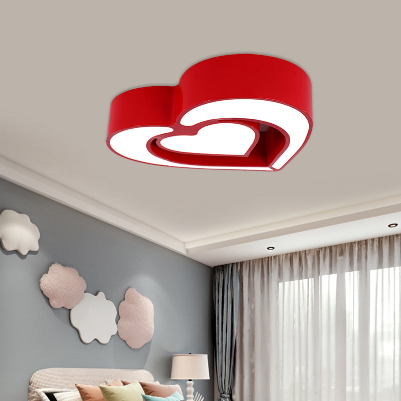 Plafonnier LED contemporain en acrylique pour chambre à coucher – Motif cœur aimanté (bleu/rouge/rose)