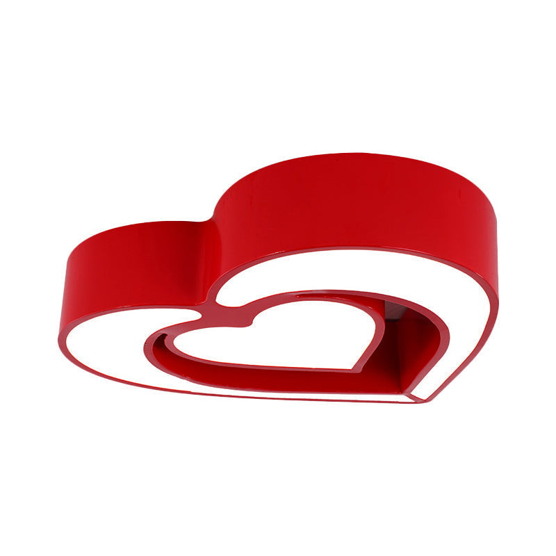 Plafonnier LED contemporain en acrylique pour chambre à coucher – Motif cœur aimanté (bleu/rouge/rose)