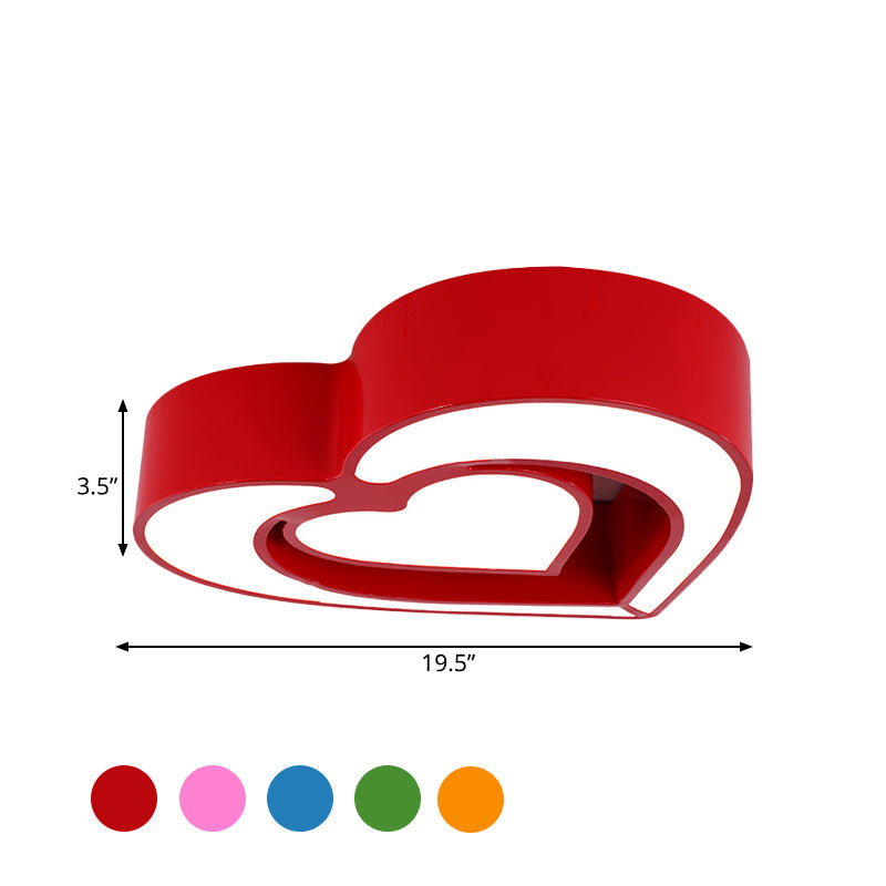 Plafonnier LED contemporain en acrylique pour chambre à coucher – Motif cœur aimanté (bleu/rouge/rose)
