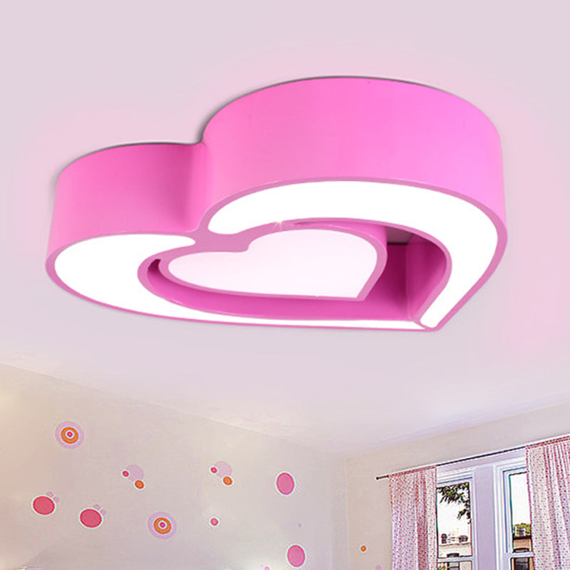 Plafonnier LED contemporain en acrylique pour chambre à coucher – Motif cœur aimanté (bleu/rouge/rose)