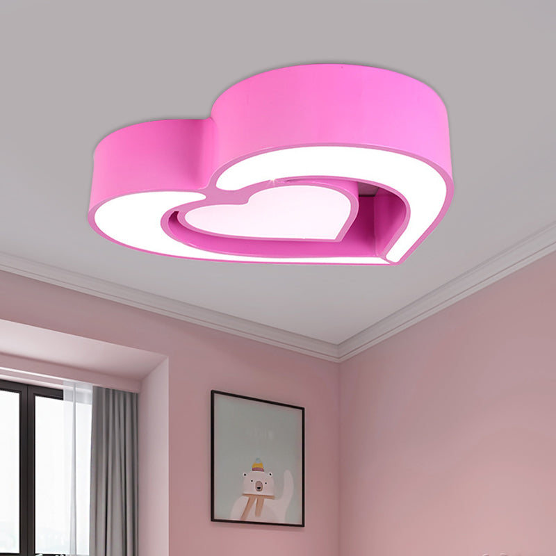 Plafonnier LED contemporain en acrylique pour chambre à coucher – Motif cœur aimanté (bleu/rouge/rose)