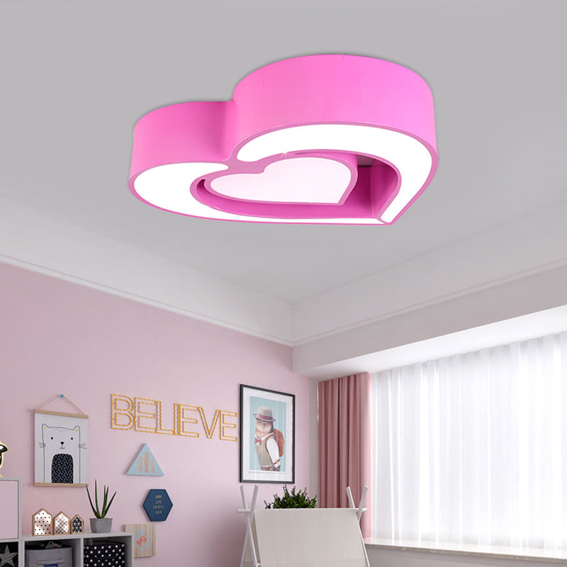 Plafonnier LED contemporain en acrylique pour chambre à coucher – Motif cœur aimanté (bleu/rouge/rose)