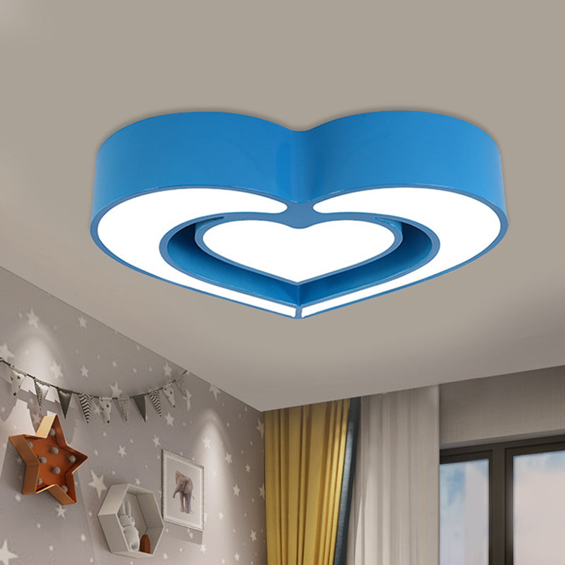 Plafonnier LED contemporain en acrylique pour chambre à coucher – Motif cœur aimanté (bleu/rouge/rose)
