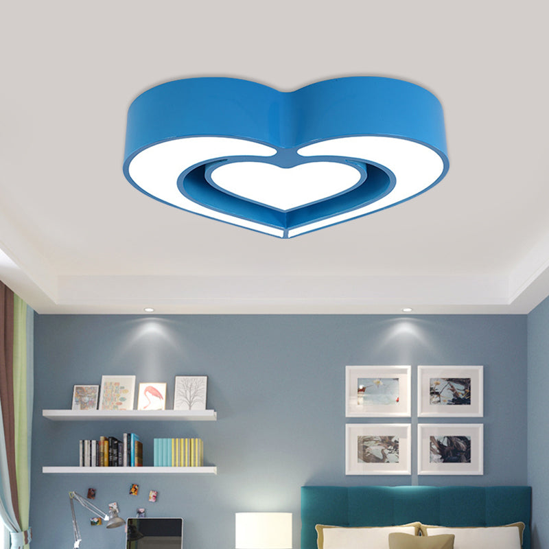 Plafonnier LED contemporain en acrylique pour chambre à coucher – Motif cœur aimanté (bleu/rouge/rose)