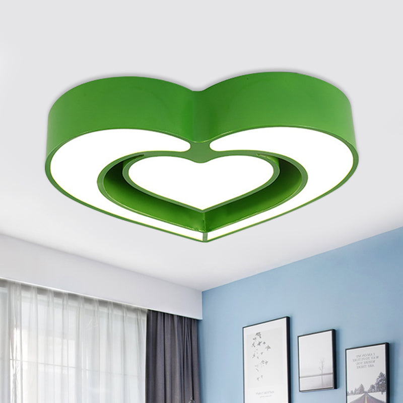 Plafonnier LED contemporain en acrylique pour chambre à coucher – Motif cœur aimanté (bleu/rouge/rose)