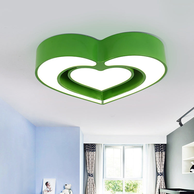 Plafonnier LED contemporain en acrylique pour chambre à coucher – Motif cœur aimanté (bleu/rouge/rose)