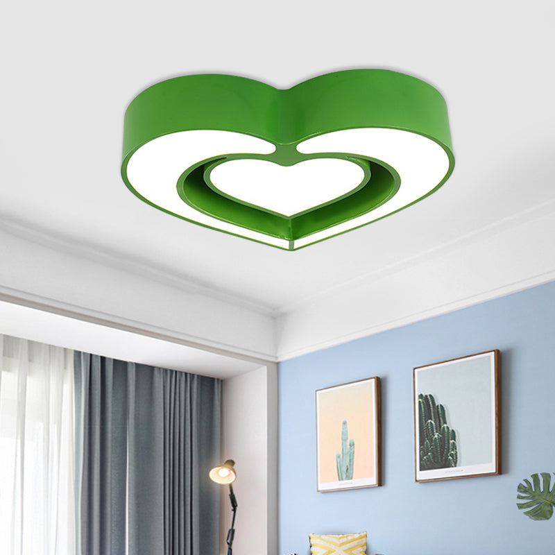 Plafonnier LED contemporain en acrylique pour chambre à coucher – Motif cœur aimanté (bleu/rouge/rose)