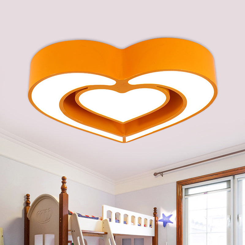 Plafonnier LED contemporain en acrylique pour chambre à coucher – Motif cœur aimanté (bleu/rouge/rose)