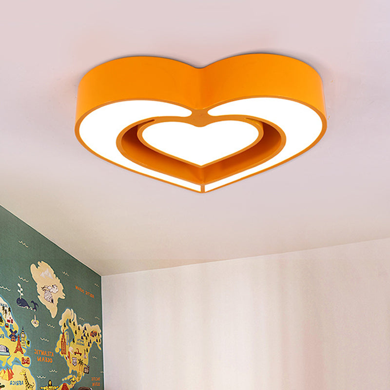 Plafonnier LED contemporain en acrylique pour chambre à coucher – Motif cœur aimanté (bleu/rouge/rose)