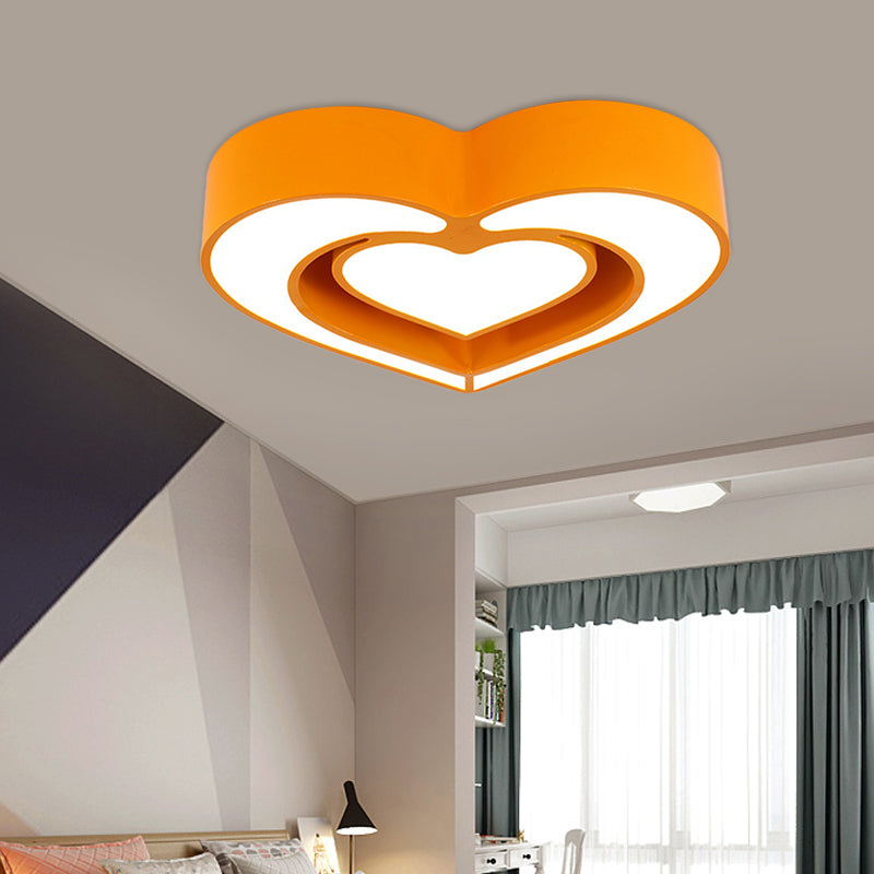 Plafonnier LED contemporain en acrylique pour chambre à coucher – Motif cœur aimanté (bleu/rouge/rose)