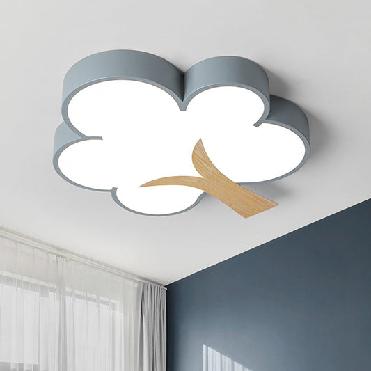 Plafonnier LED contemporain gris/vert en forme d'arbre pour chambre à coucher