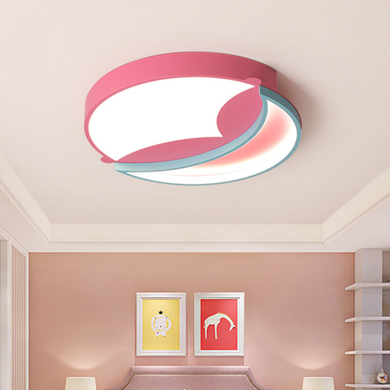 Contemporary LED Flush Ceiling Light - Blue/Pink Crescent Pendant for Bedroom