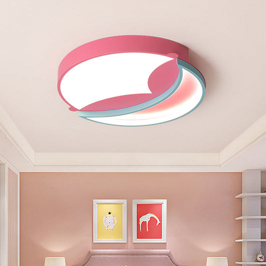 Contemporary LED Flush Ceiling Light - Blue/Pink Crescent Pendant for Bedroom