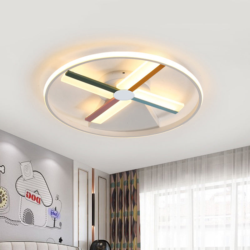 Contemporary White Windmill LED Ceiling Mount for Warm/White Bedroom Light