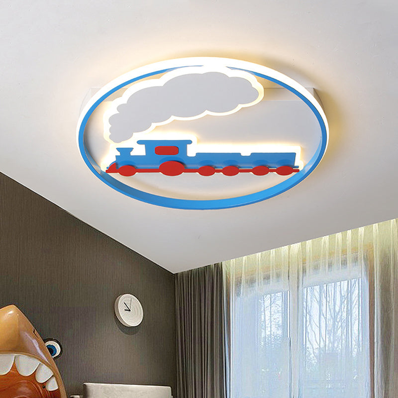 Modern Train Ceiling Flush Mount LED Light Fixture with Warm/White Acrylic and Ring
