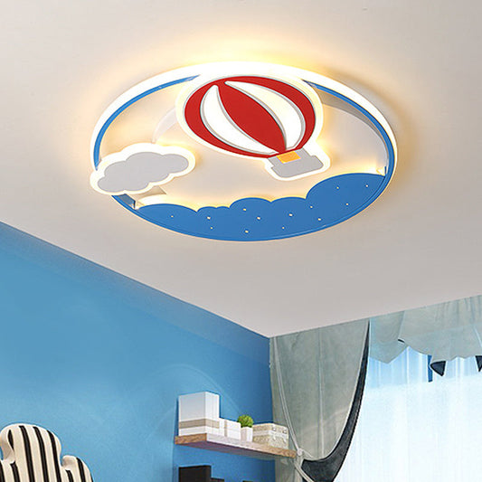 Blue LED Cloud Design Flush Pendant Light: Modern Acrylic Ceiling Fixture for Bedroom
