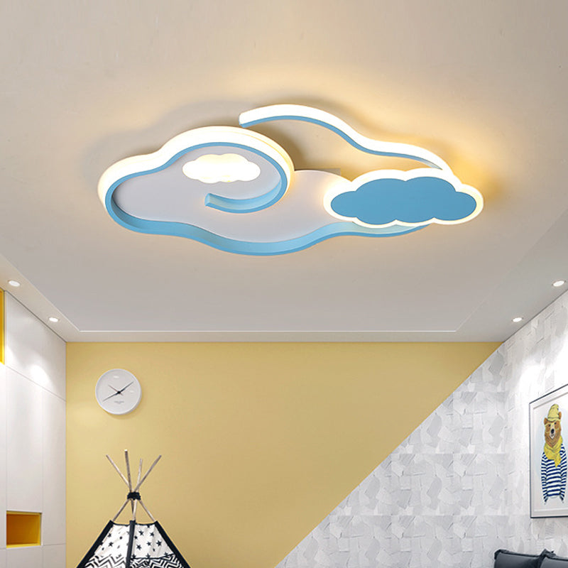 Plafonnier LED minimaliste Blue Cloud : luminaire de chambre à coucher
