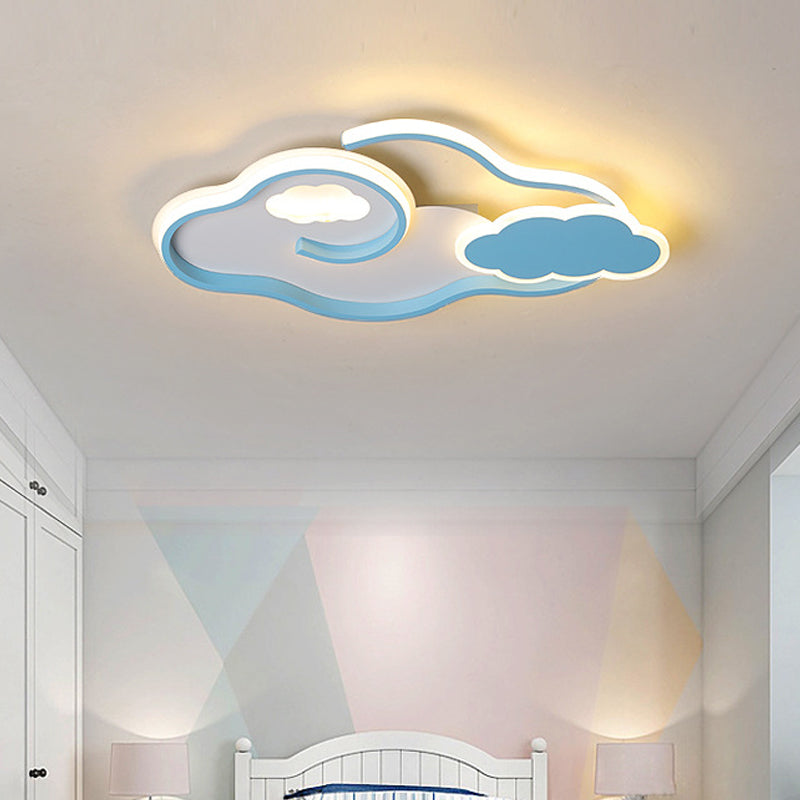 Plafonnier LED minimaliste Blue Cloud : luminaire de chambre à coucher