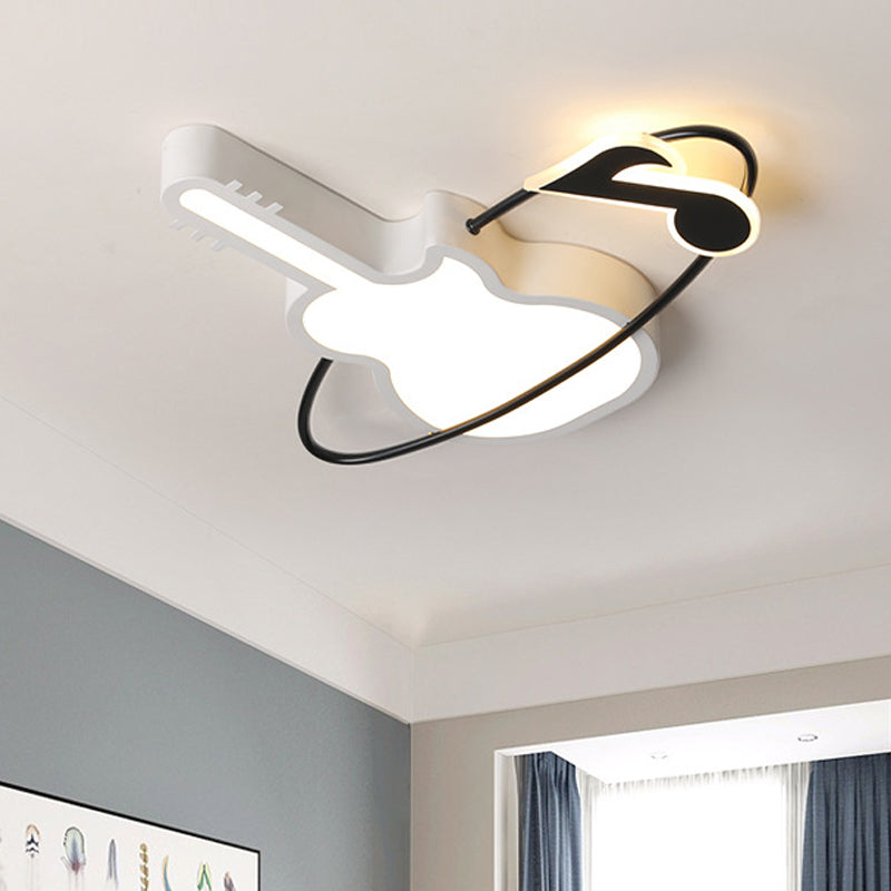 Musical Note Acrylic LED Ceiling Light for Bedroom - Contemporary White Flushmount