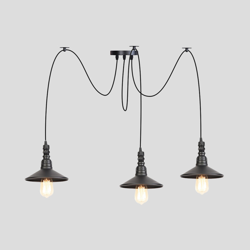 Iron Saucer Vintage LED Pendant Light with Multiple Lights, Black Finish