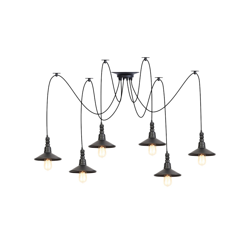 Iron Saucer Vintage LED Pendant Light with Multiple Lights, Black Finish