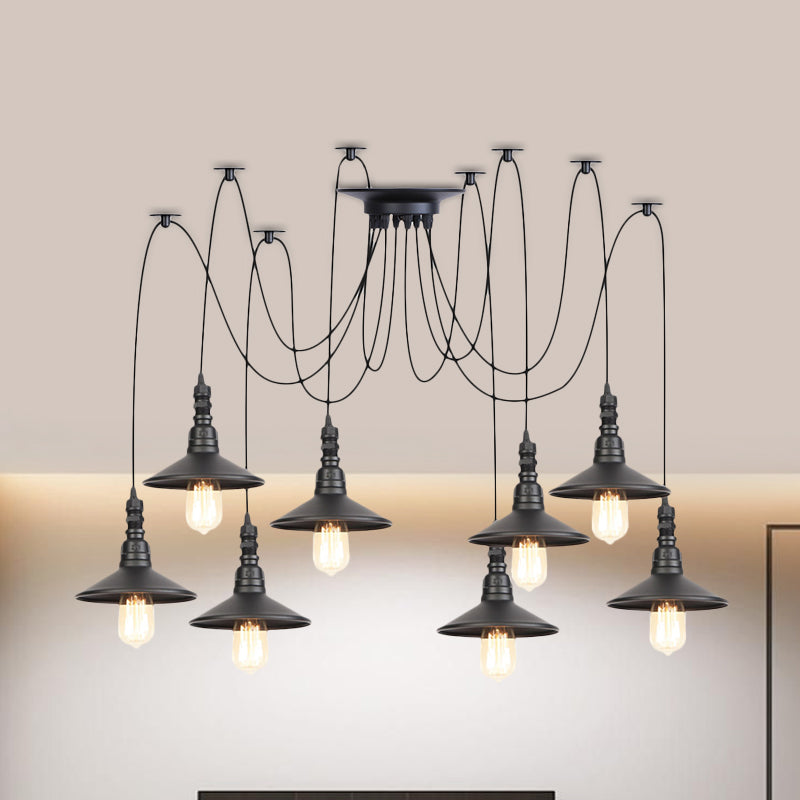 Iron Saucer Vintage LED Pendant Light with Multiple Lights, Black Finish