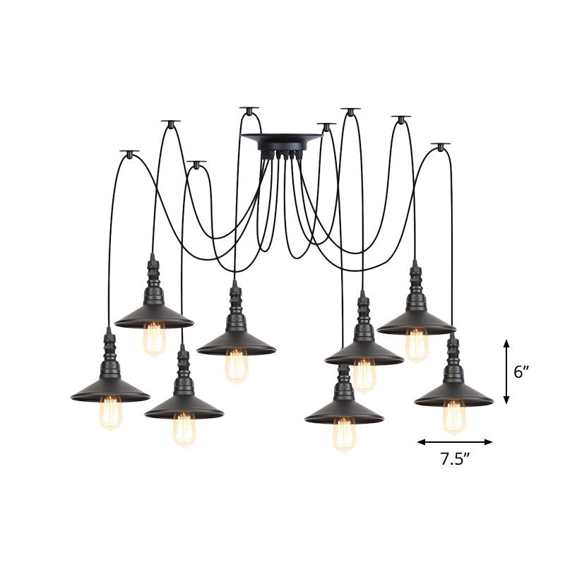 Vintage Iron Saucer Led Pendant - Black 2/3/6 Lights Bar Swag Pendulum Lamp