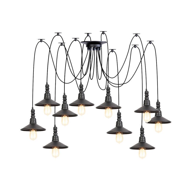 Iron Saucer Vintage LED Pendant Light with Multiple Lights, Black Finish