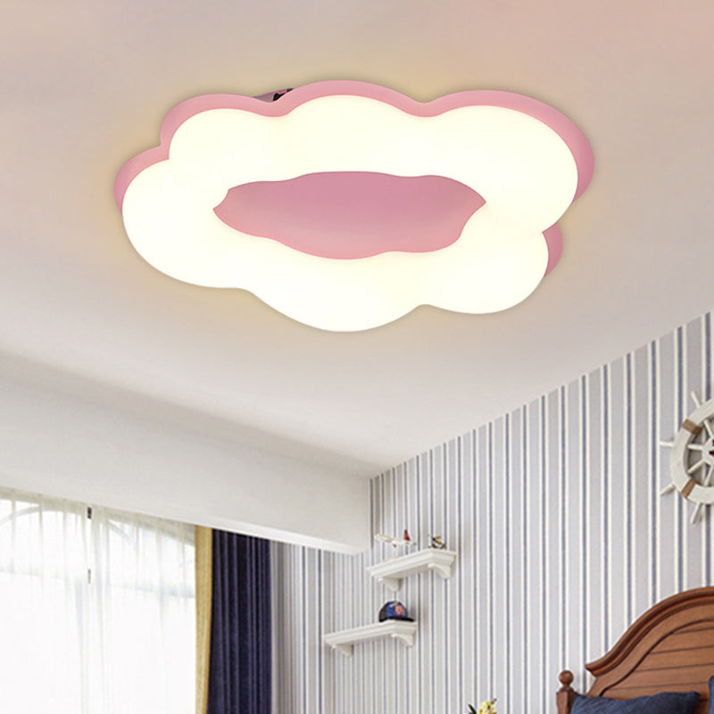 Nordic Style LED Bedroom Ceiling Fixture with Cloud Acrylic Shade - Pink/Blue Finish