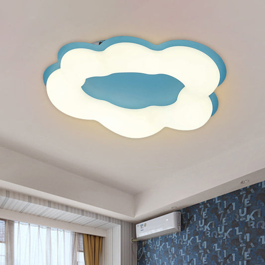 Nordic Style LED Bedroom Ceiling Fixture with Cloud Acrylic Shade - Pink/Blue Finish